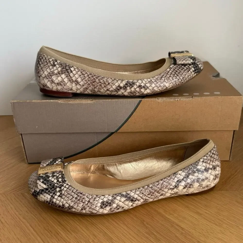 Kate Spade Tock Snakeakin Bow Women Ballet Flats- SZ 8.5
